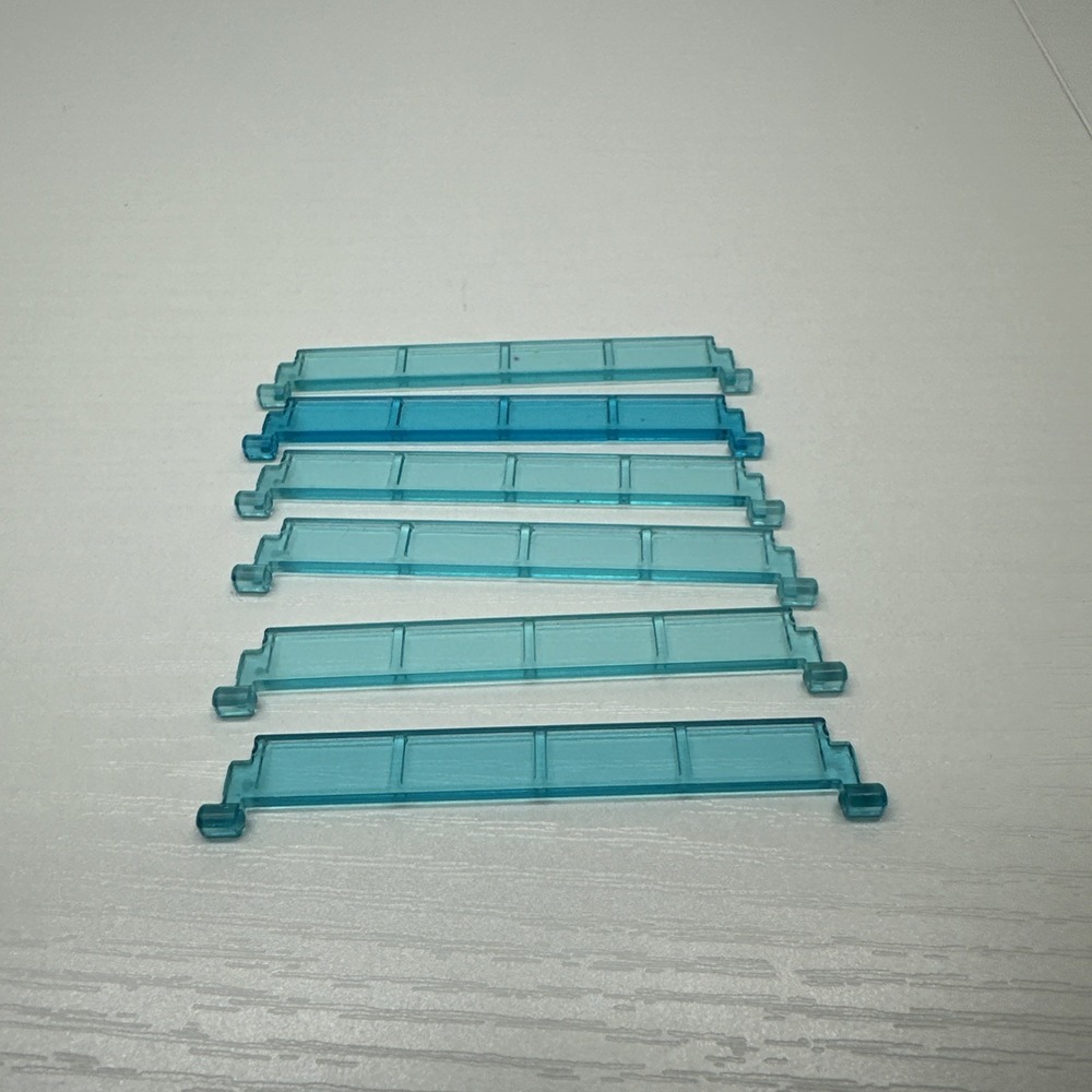 LEGO Parts: Garage Door Roller Sections, Part # 30061, Translucent Blue - 6 Pcs